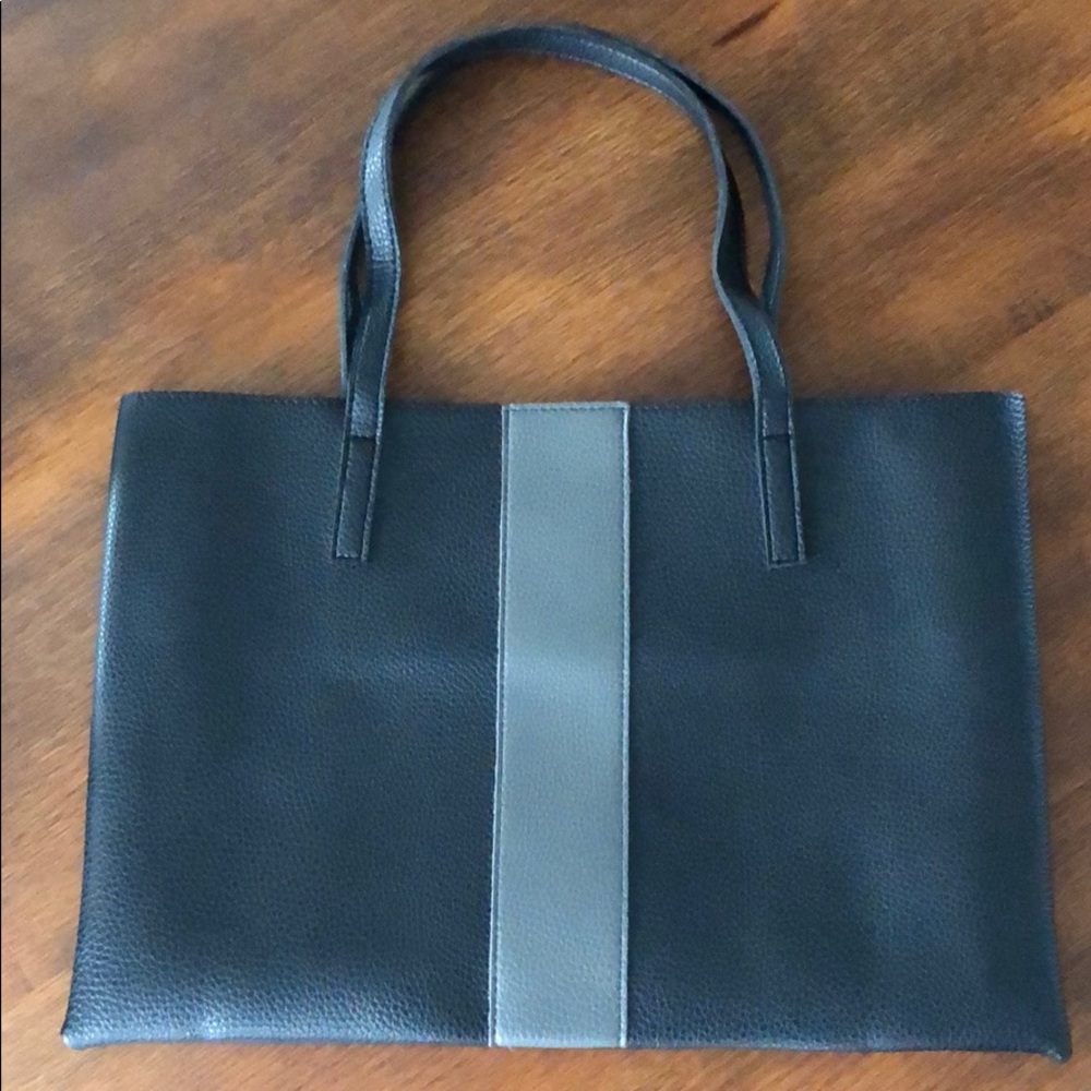 BRAND NEW Vince Camuto Leather Tote Bag-Black/Gray